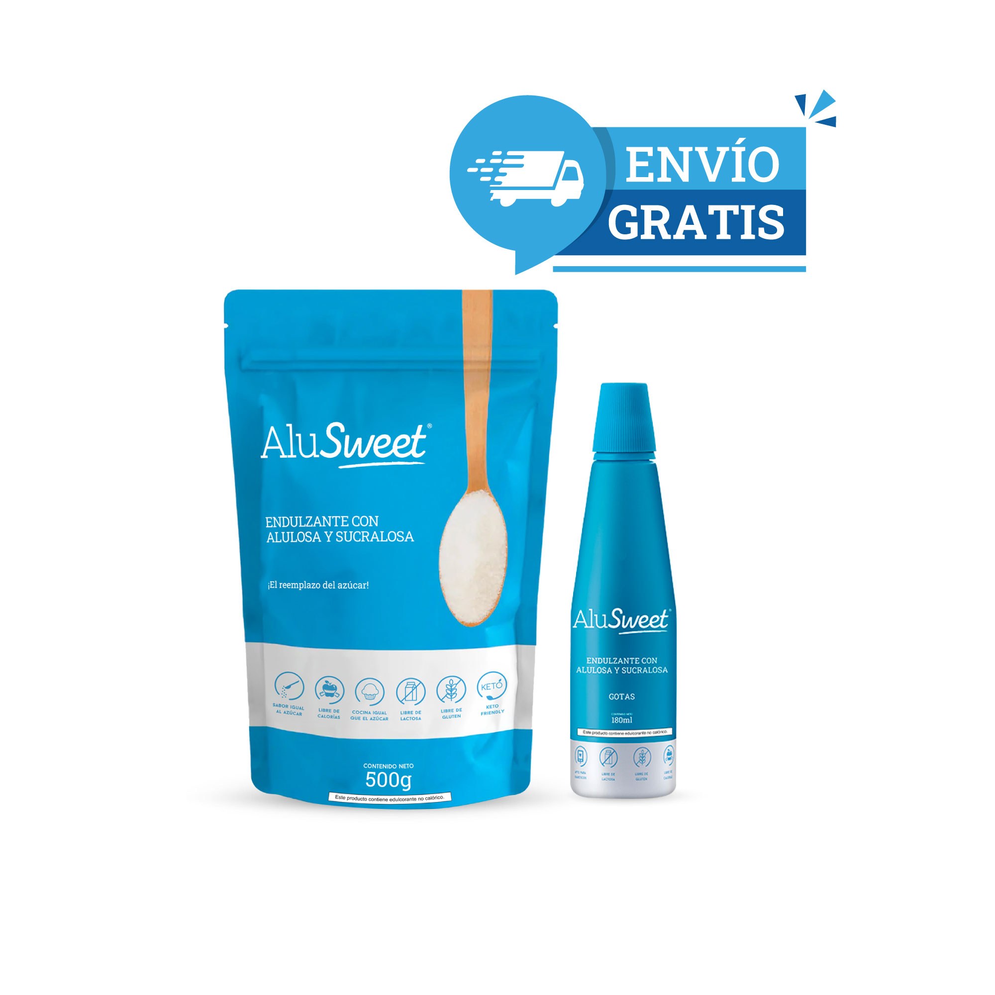 Pack AluSweet Polvo 500 g y dos frascos de Gotas 270 ml