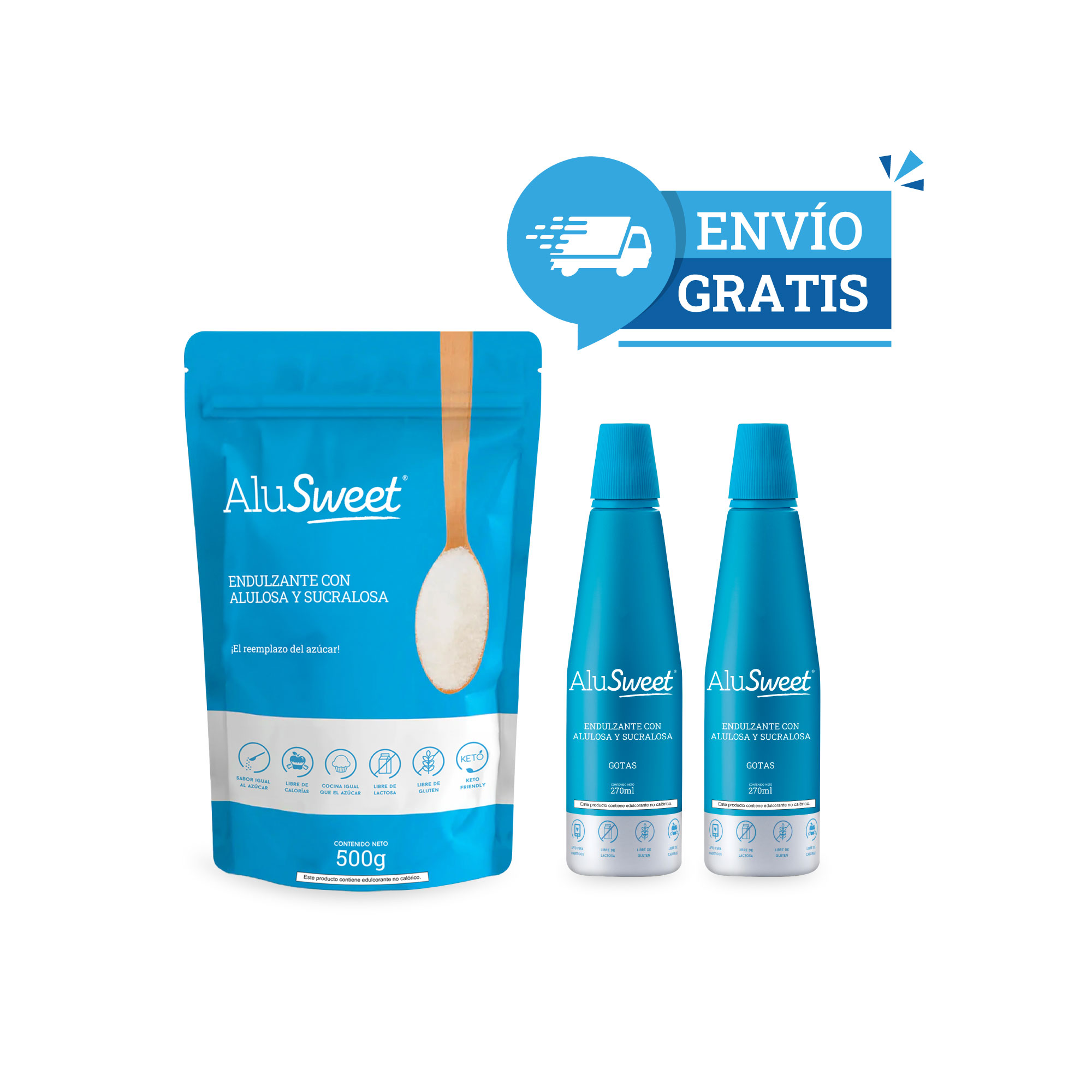 Pack AluSweet Polvo 500 g por dos y Gotas 270 ml